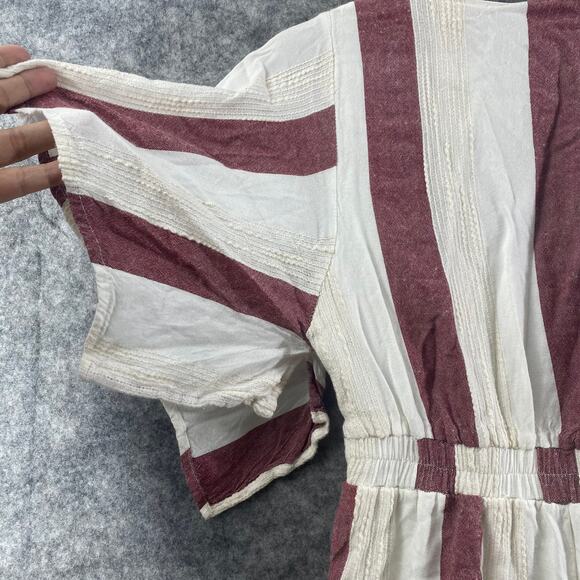 Lulus Jumpsuit Small Cream Red Rayna Striped Tie-Front Culotte Cropped Straight - Picture 6 of 16